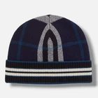 Burberry Men's Blue Check Mashup Cashmere Beanie Hat Size M/L