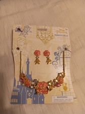Disney Store Belle Costume Jewelry Set Princess Necklace Earrings NIP