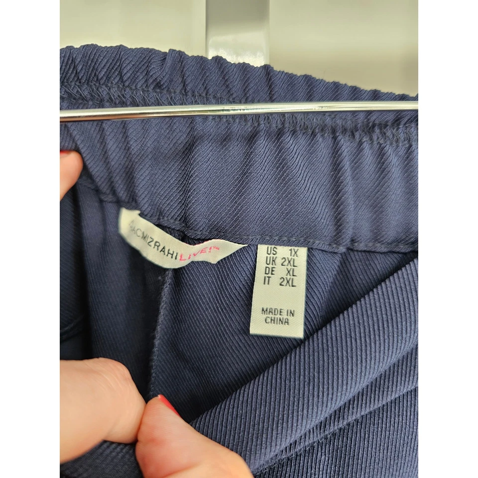 Pantalones de vestir Isaac Mizrahi Live para mujer talla 1X pierna ancha azul oscuro Foto 3 de 4