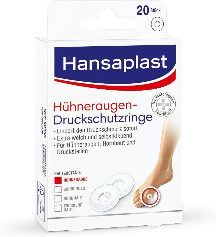 ✅ Hansaplast 20 Hühneraugen Druckschutzringe Druckstellen Fußpflaster Pflaster✅