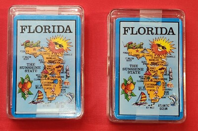 Vintage Florida Map Sunshine State Deck of Cards - SEALED ( Pair)