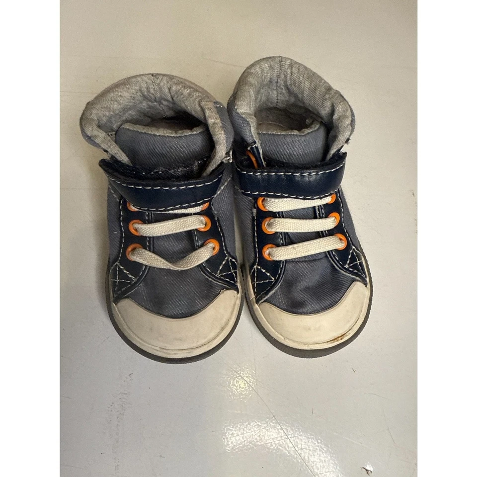 See Kai Run High Top Sneakers Toddler 4 Blue Orange - Image 3 of 4