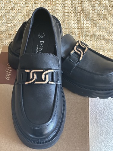 NIB Bonavi 12R3-47 Black Leather Slip-On Loafer timeless style Shoes EU size 39 - 第 11/12 張圖片