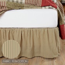 Prairie Winds Queen Bed Skirt 60x80x16 Sage Green Khaki Country Farmhouse Cotton