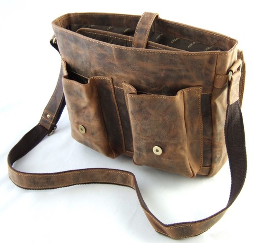 GreenBurry Messenger Bag 35*32*14 cm Tablet-Fach Leder Schultertasche Ipad 1781 - Bild 5 von 6
