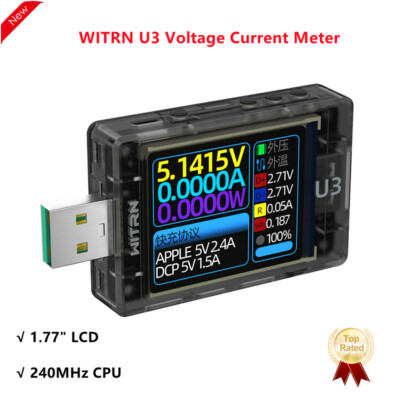 1.77'' USB Voltage Current Meter Tester with Probe Protocol Detection WITRN U3