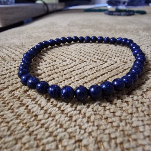 Blauer Sandstein Perlenarmband Armband Positive Energie Steine 4mm Länge 17cm - Bild 2 von 6
