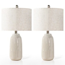 23" Ceramic Table Lamp Set of 2, 3-Way Dimmable Ceramic Table Lamp for Bedroo...
