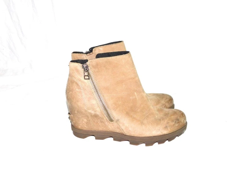 sorel joan of arctic wedge heel ankle zip boots