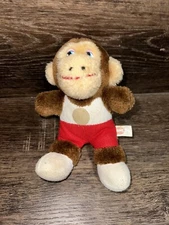 Vintage ETone 1986 Brown Monkey Plush Basketball Player Stuffed Animal 8”