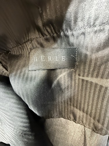 Berle Dress Pants Mens 36 Gray Pleated Modern Fit 33” Inseam Stretch Pockets New - Picture 9 of 12