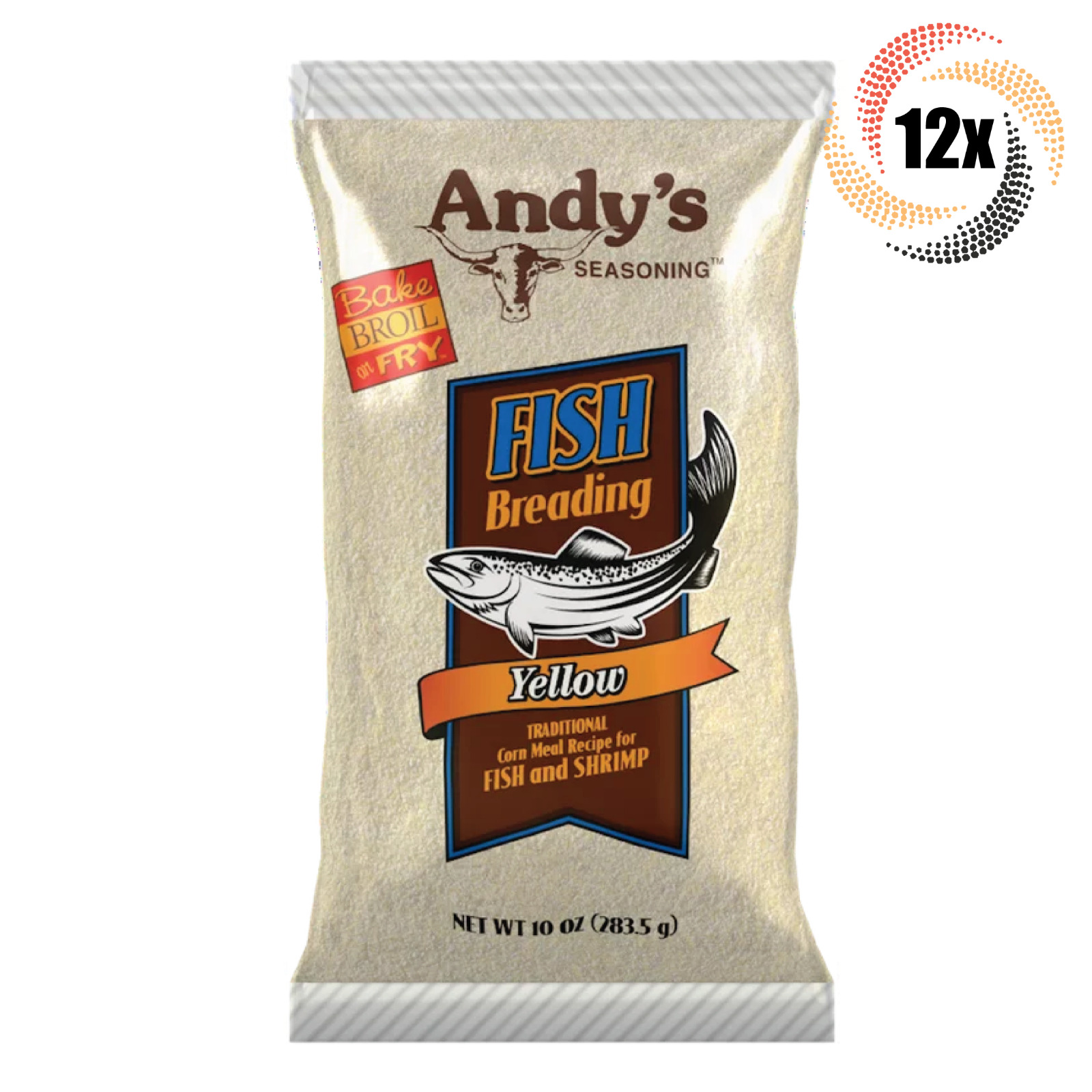 12x Bags Andy's Seasoning Yellow Fish & Shrimp Breading | 10oz | Fast Shipping