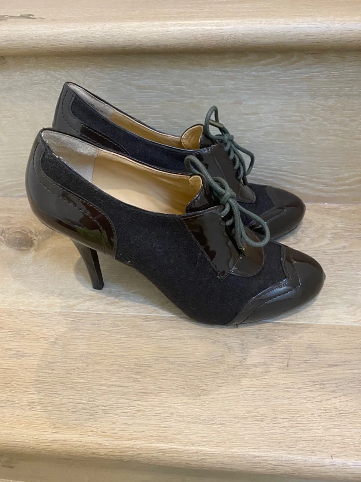 JOAN & DAVID CIRCA Mujer CJEVENSEN Lujo Tacones Punta de Ala Marrón Oscuro Con Cordones Talla 8 Foto 3 de 4