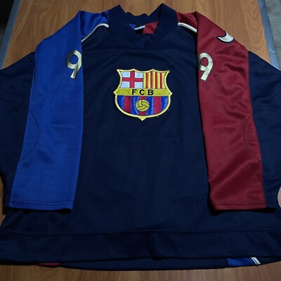 Game Worn Nike Authentic FC Barcelona Hockey Jersey Used Navy Blue