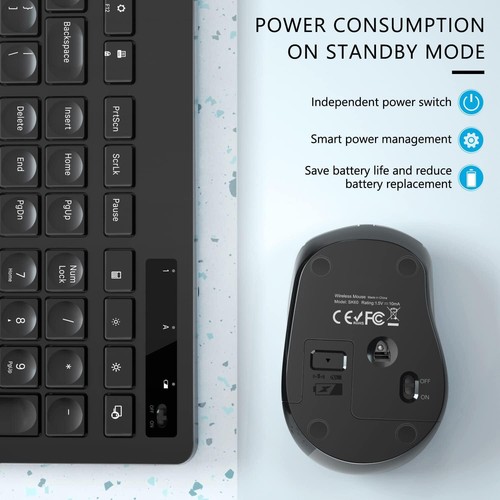 Wireless Keyboard and Mouse Keyboard with Phone Holder 2.4GHz Silent Wireless - Picture 4 of 8