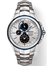 Seiko Coutura Solar Perpetual Silver Sunray Dial Chronograph Men s Watch SSC787