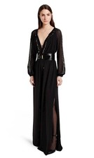Altuzarra For Target Black And Gold Swiss Dot Chiffon Maxi Dress, Size 6