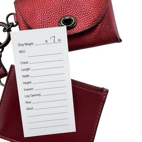 Coach raro nuovo senza etichette doppio astuccio porta carte pelle rossa metallizzata e portachiavi - Foto 12 di 12