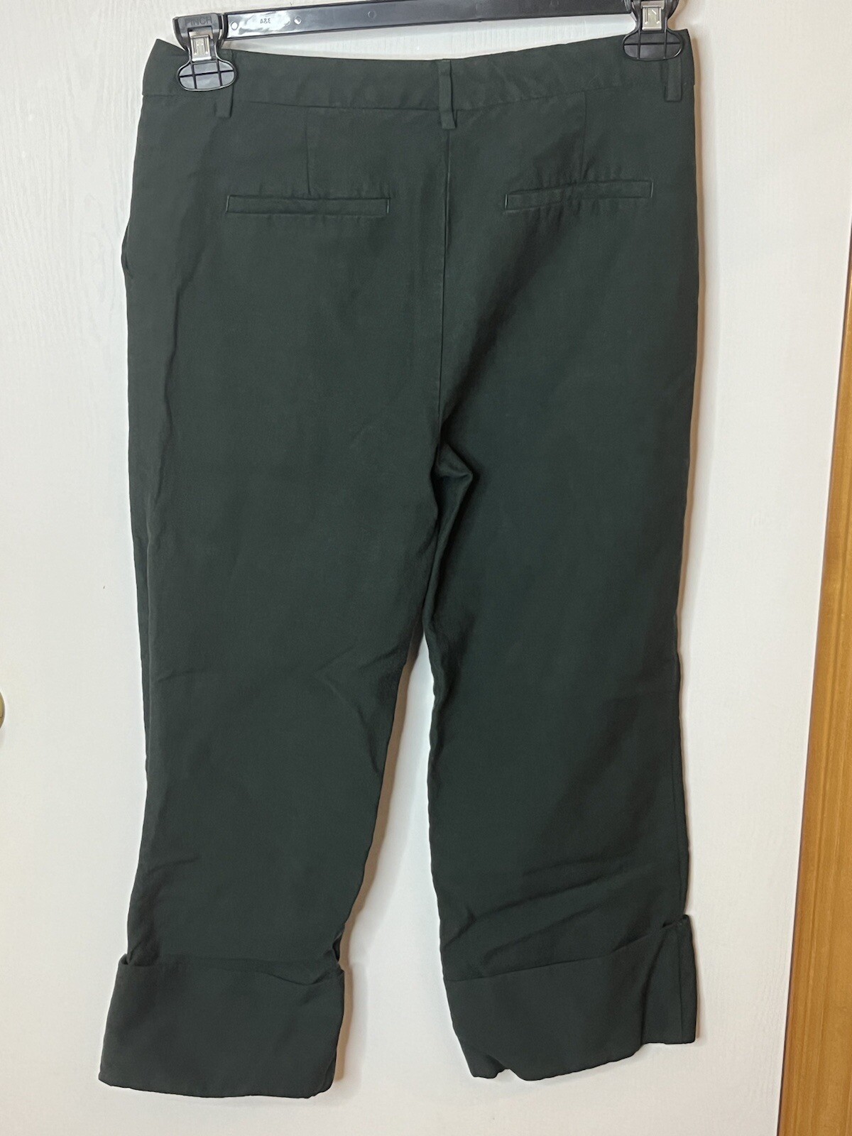 Zara Basic Capri Pant Women Small Green Straight Leg Casual Cuffed thumbnail 9