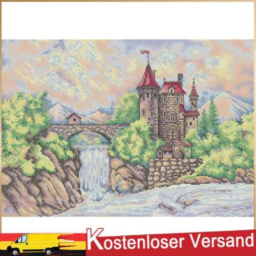 Vollständiges Stickerei-Öko-Baumwollgarn 14CT Bedrucktes Forest Castle Kreuzstic - Bild 1 von 10