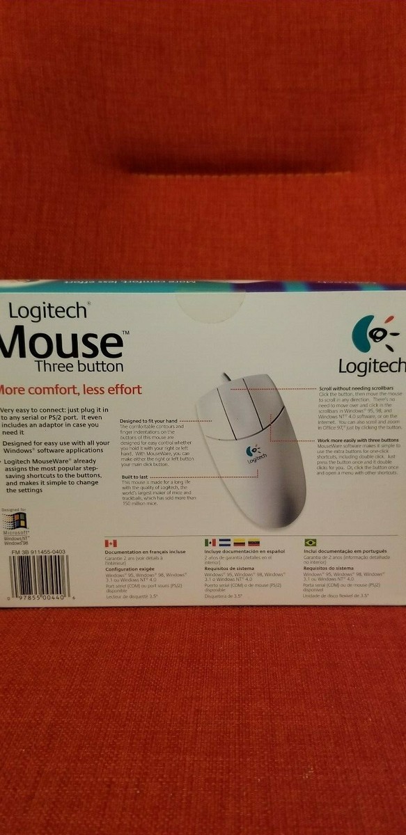 Brand New - Logitech First Mouse 3-Button PS/2 - Sealed | eBay