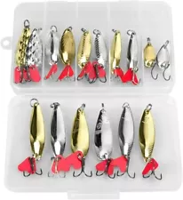 16 pcs Fishing Lures Metal Spoons Hard Baits Metal Fishing Lures Spinner Baits