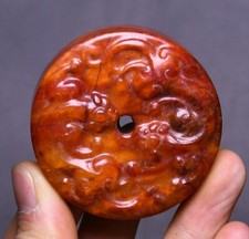 5CM Old Dynasty Jade  Dragon Loong Pixui Brave Troops Beast Amulet Pendant