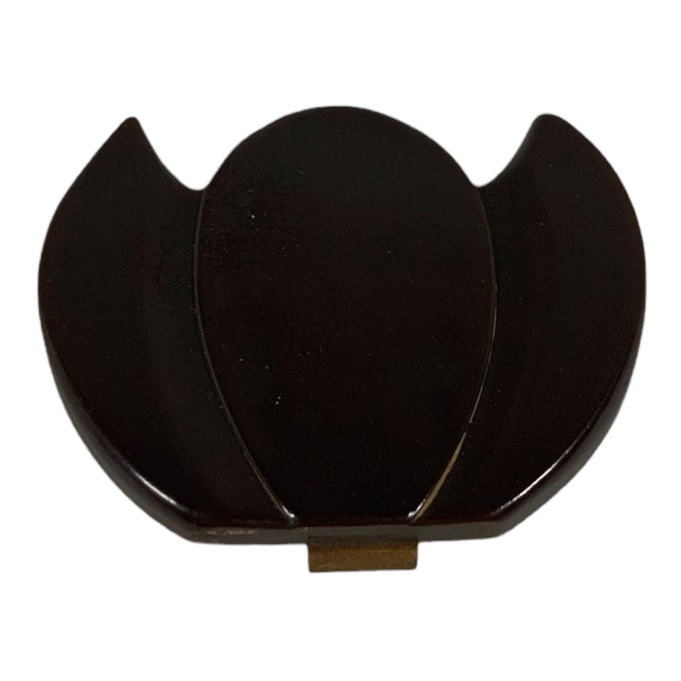 De Colección Art Deco Negro Baquelita Cinturón Hebilla Loto Tulipán Flor MCM Retro Conjunto de Par Foto 4 de 4