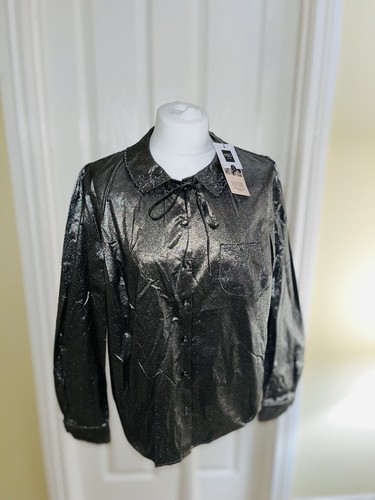 Alexa Chung Marks And Spencer Bronze Metallic Shirt Size 14 - Picture 3 of 10