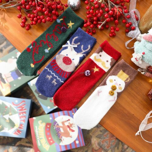 Women 4 Pairs Super Soft Winter Christmas Cozy Fuzzy Solid Slipper Socks 6-11 US - Picture 14 of 38