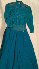 Unique! Vintage Marc D’Alcy Paris Silk & Leather 2 Piece Top & Maxi Skirt Set