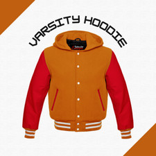 Varsity Letterman Wool Quality Jacket Hoodie High Quality Leather Sleeves