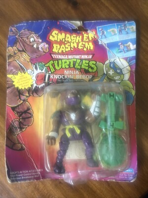 TMNT Ninja Turtles Smash Em Bash Em Ninja Knockin' Bebop Carded  1992 Vintage