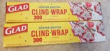 2-GLAD Cling Wrap Winter Edition Red Tinted Food Plastic Wrap Holiday Xmas NEW