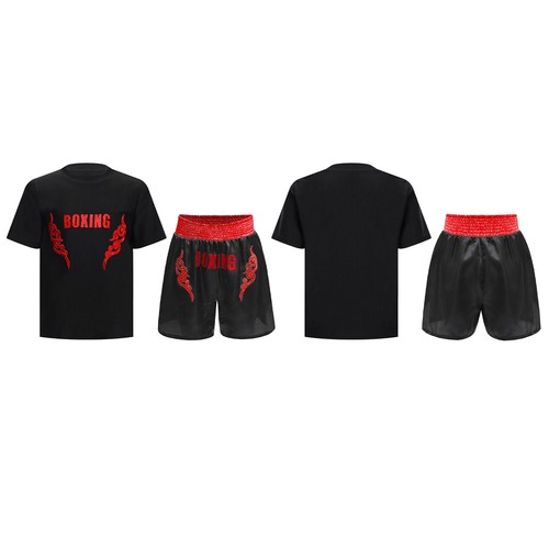 Kids Boys Suit Football Set Kickboxing Outfit Tracksuits Sequin Applique Boxing - Picture 19 of 41