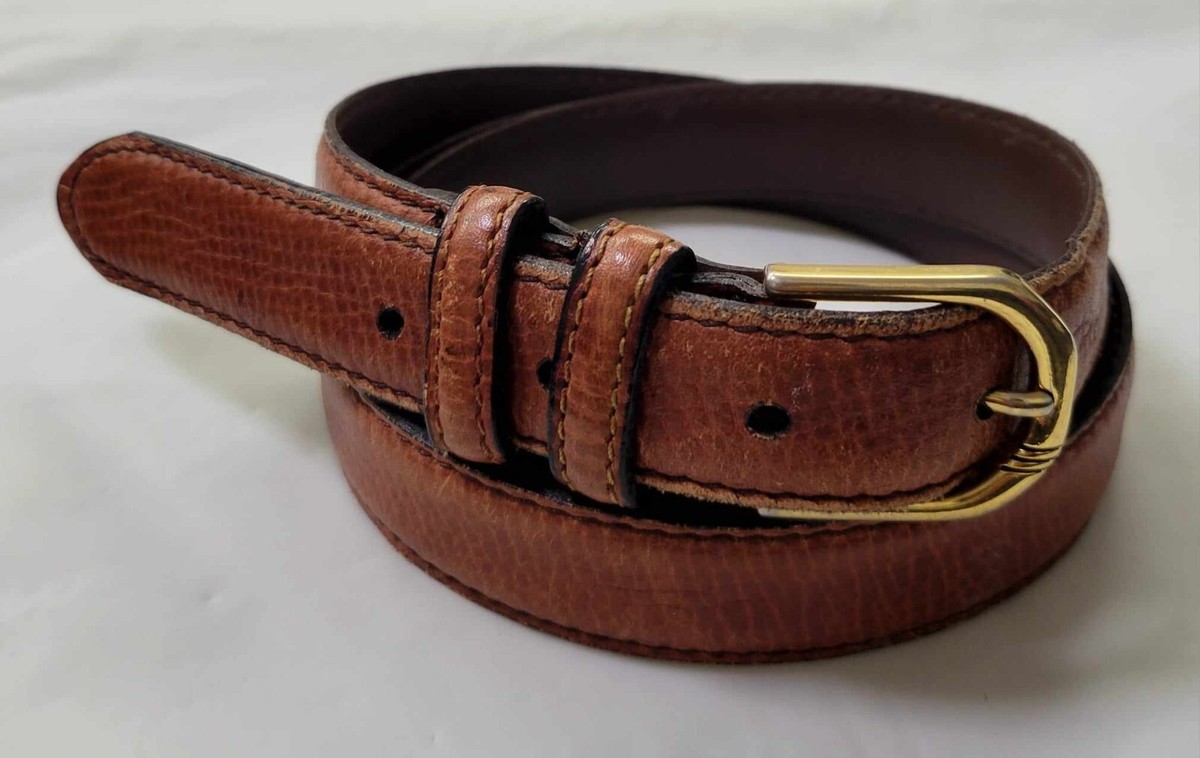 Vintage Christian Dior Leather Dress Belt Brown Men display picture 2