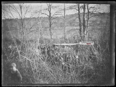 Glasplatte altes Foto Negativ schwarz-weiß 9x12 cm Unfall Flugzeug Frankreich