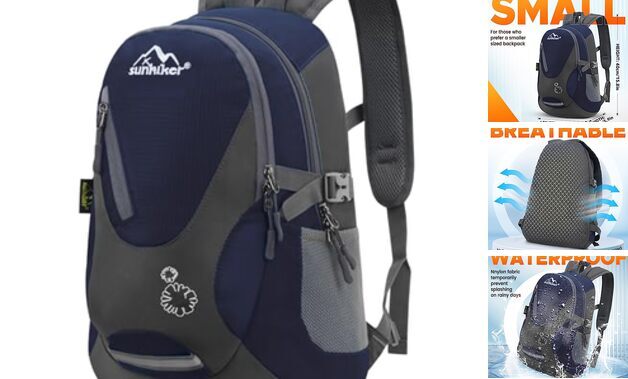Compact Water-Resistant Dark Blue Cycling & Hiking Backpack