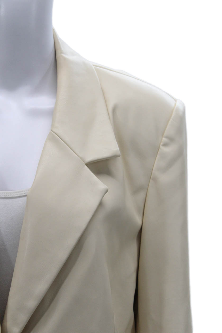 We Wore What Womens Basic Jacket Beige Button Lon… - image 2