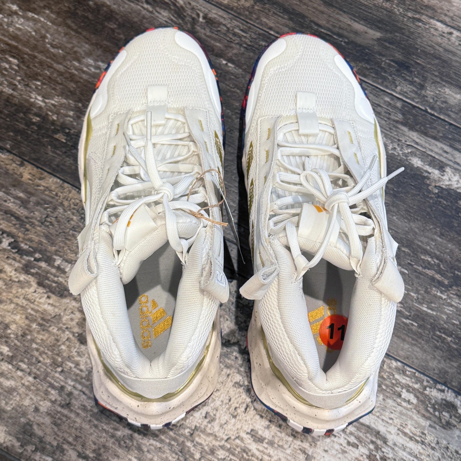 Adidas Exhibit B WMNS Mid Shoes Womens Size 11 White Gold Basketball HQ1121 NEW thumbnail 6