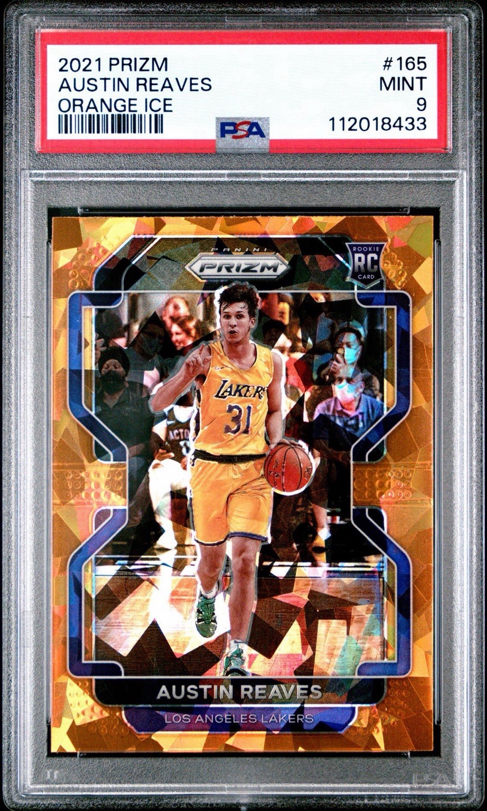 2021-22 Panini Prizm Austin Reaves #165 Orange Ice Prizm (RC) PSA 9