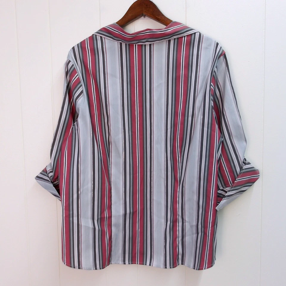 Top elástico Blue Diamond Plus Career para mujer 1X rosa gris blanco / #9048 Foto 3 de 4