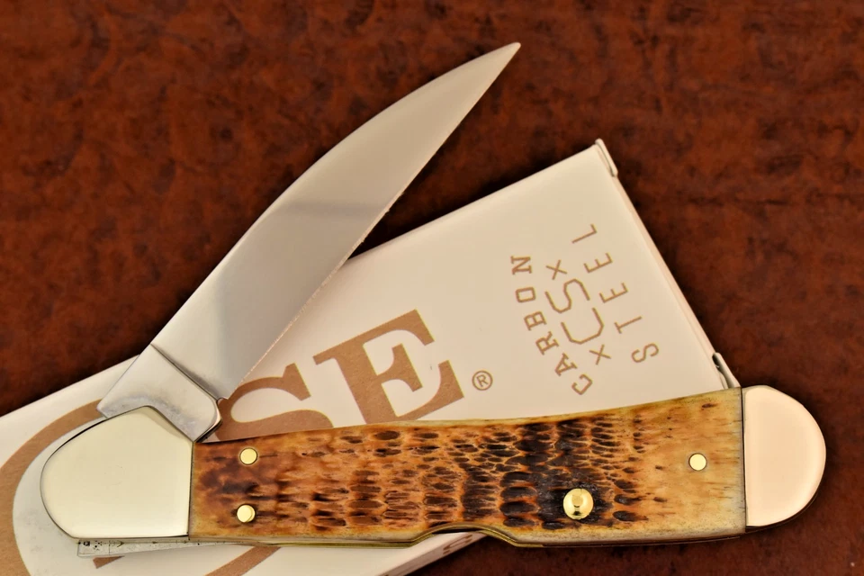 CUCHILLO DE HUESO CASE XX EE. UU. ÁMBAR QUEMADO ROGERS GRANDE WHARNCLIFFE COPPERLOCK CS (27343 Foto 3 de 4