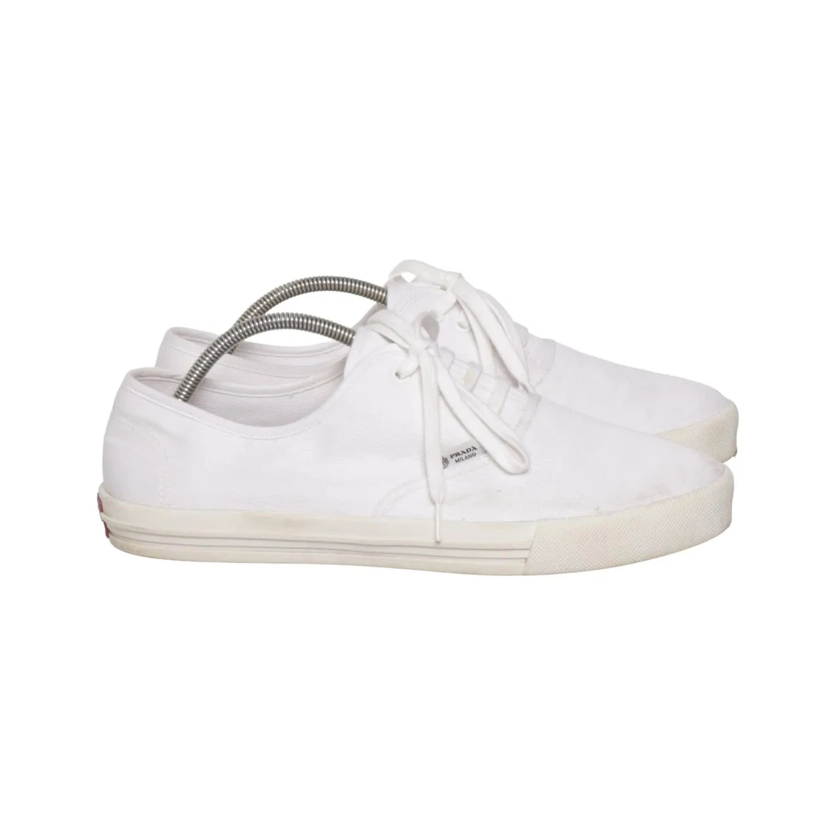 Prada, Canvas Sneaker, Größe: 38 1/2, Weiß, Damen #b7X
