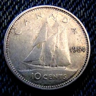 1954 ten cents CANADA silver dime QE II in VF