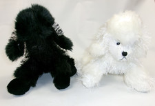 Ganz Webkinz Black White Poodle Dog Plush Animal HM191 HM014 Lot of 2 No Code