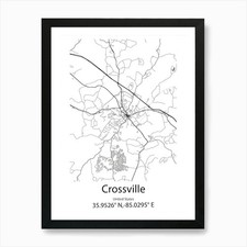 Crossville,United States Minimalist Framed Wall Art Poster Canvas Print Picture