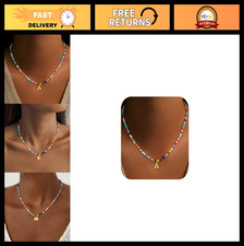 Colorful Beaded Initial Necklace - Trendy Valentine's Day Gift for Kids  Teens,