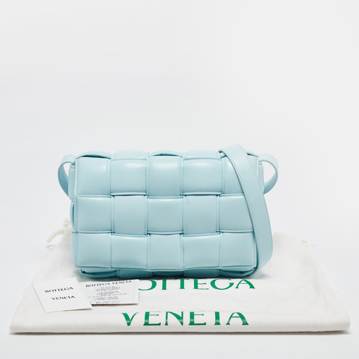 Bottega Veneta Light Blue Padded Leather Cassette Shoulder