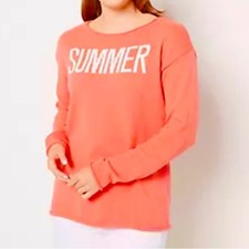 Belle Beach by Kim Gravel Seaside Beach Sweater Coral Oversized Womens XL
